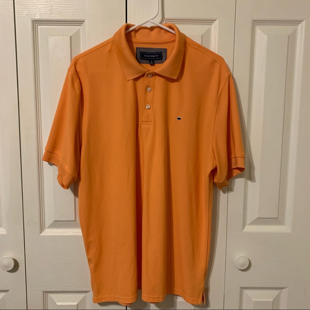 crown & ivy Large Orange Short Sleeve Polo